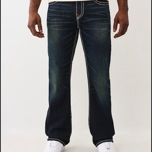 True Religion Men's Dark Wash Straight Leg Jeans - Blue Bootcut